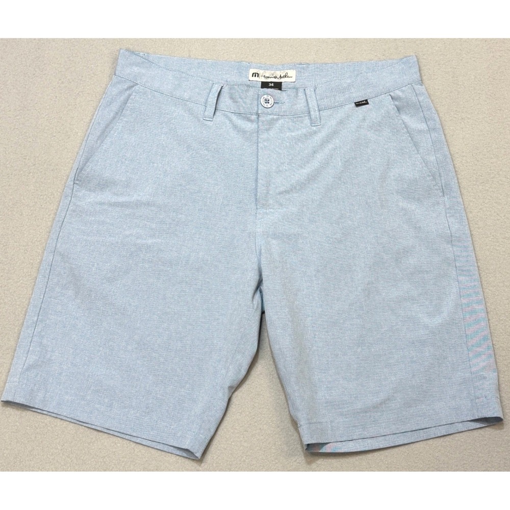TRAVIS MATHEW Golf Shorts Mens 34 10" Inseam Blue Heathered Performance Stretch